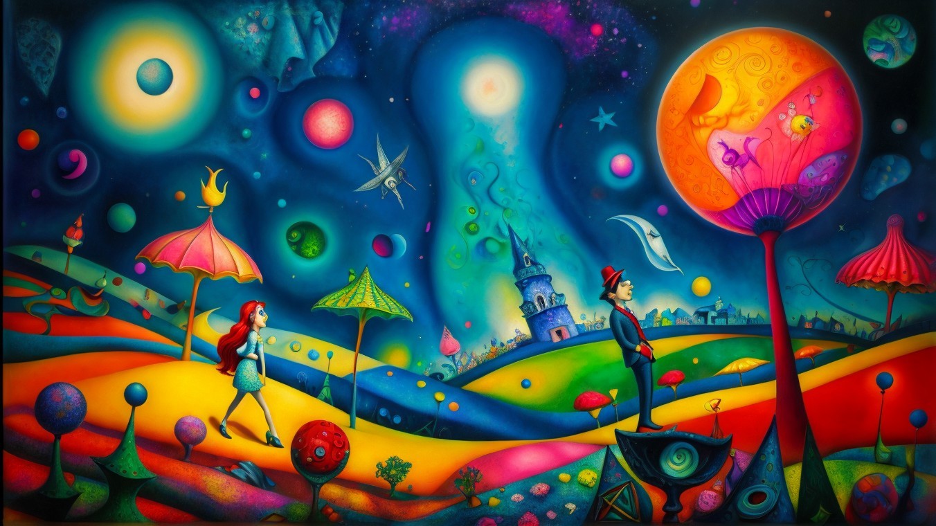 Vibrant Fantasy Landscape with Colorful Elements
