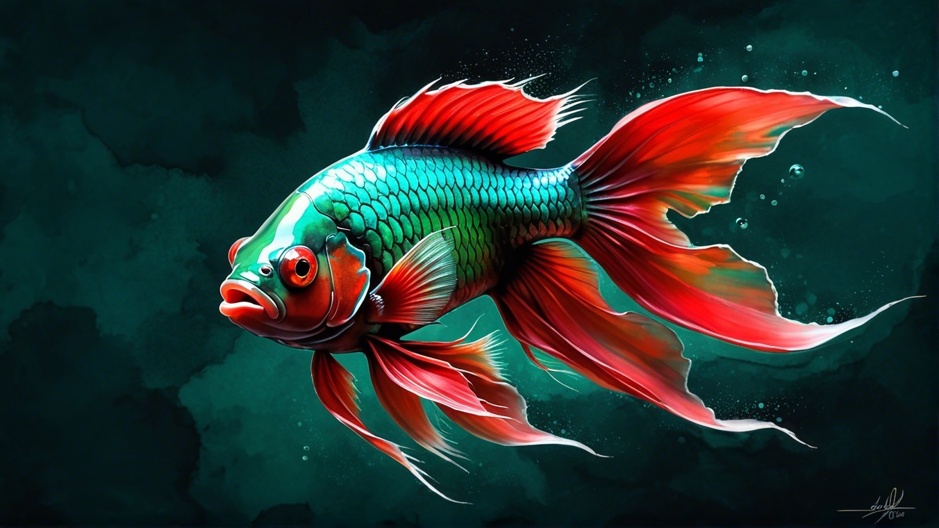 Vibrant Fish with Turquoise Scales and Red Fins