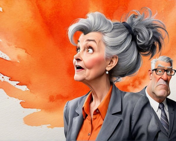 Animated Characters: Elderly Woman and Man Contrast