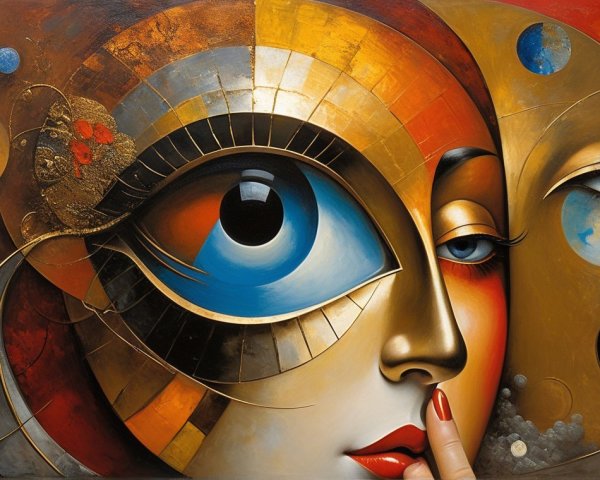 Stylized Portrait of a Woman with Expressive Eyes