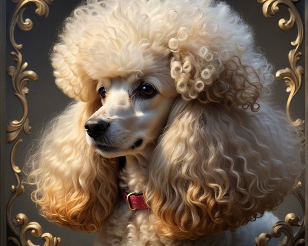 Elegant Cream Poodle Against Dark Background
