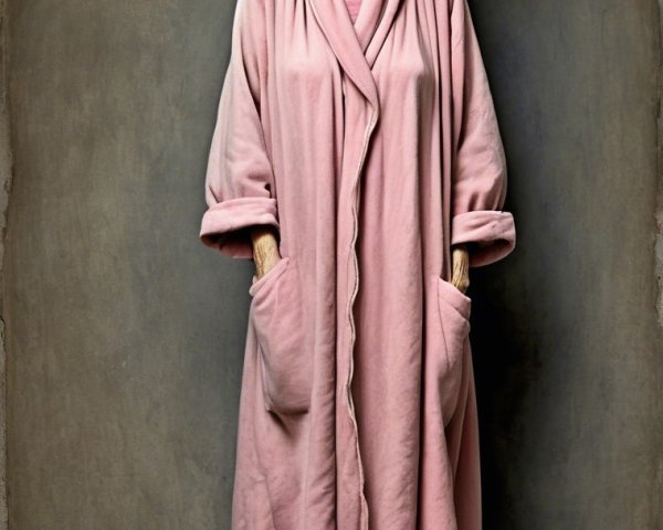 Elderly Woman in Pink Bathrobe with Confident Smile