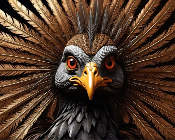 Majestic bird with detailed head and striking feathers