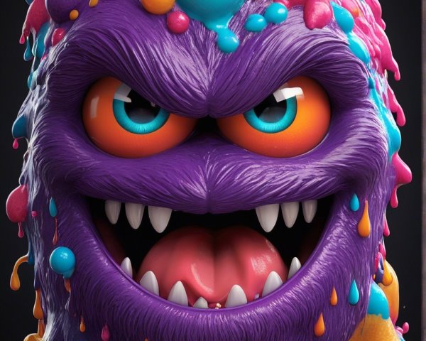 Vibrant Cartoonish Purple Monster with Slime Details