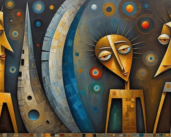 Abstract Figures in Vibrant Colors with Geometric Patterns
