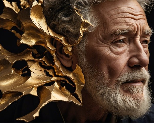 Close-up Portrait of an Older Man with Gray Hair