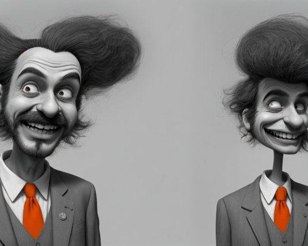 Surreal Character with Exaggerated Features and Suit
