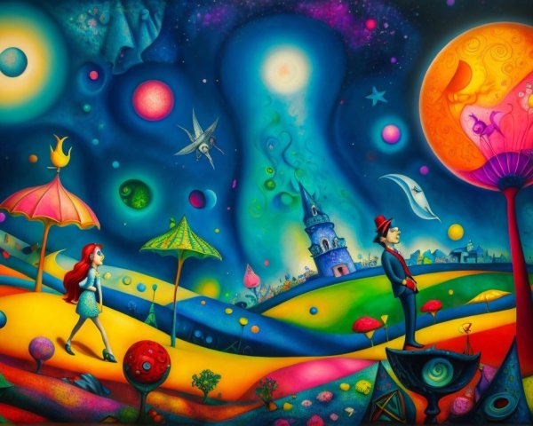 Vibrant Fantasy Landscape with Colorful Elements