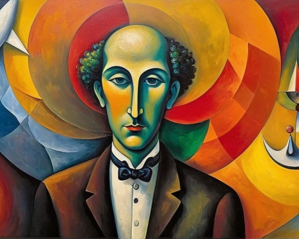 Abstract Portrait of a Man with Geometric Background