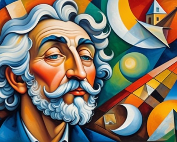Abstract Portrait of a Man with Colorful Elements