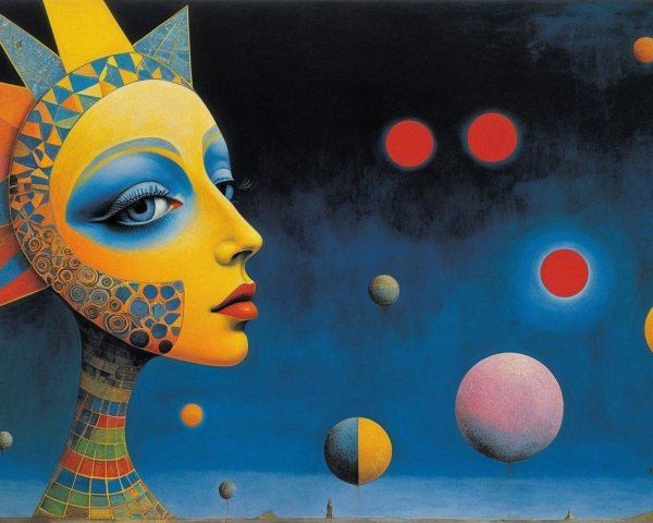 Surreal Profile of Woman with Cosmic Elements