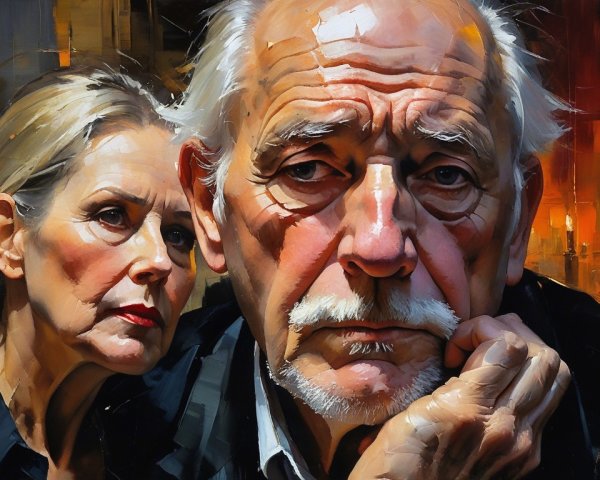 Expressive Portraits of an Older Man and Woman