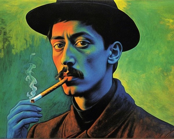 Portrait of a Man with Mustache and Dark Attire