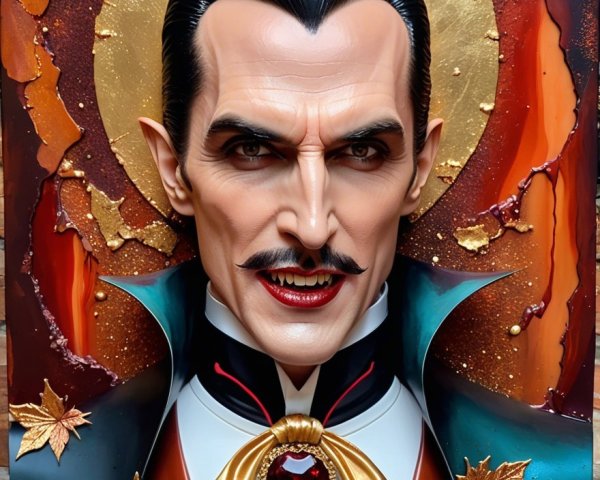 Portrait of a charismatic vampire in a dark cloak