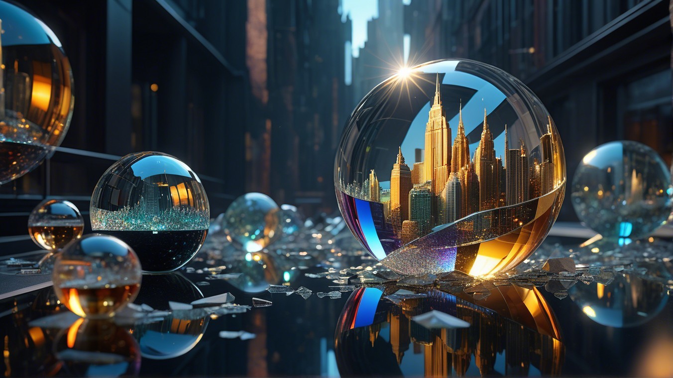 Surreal Urban Landscape in Crystal Spheres