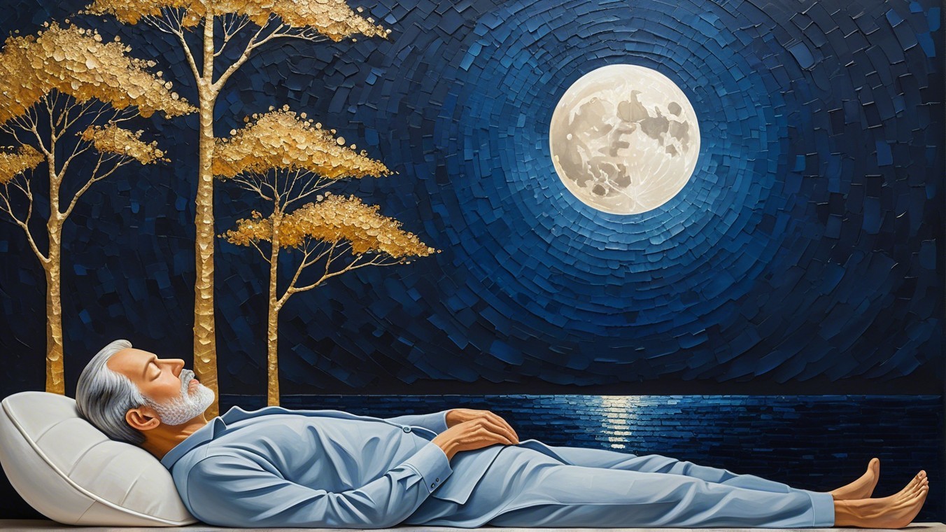 Tranquil Night Scene with Moonlit Reflection and Trees