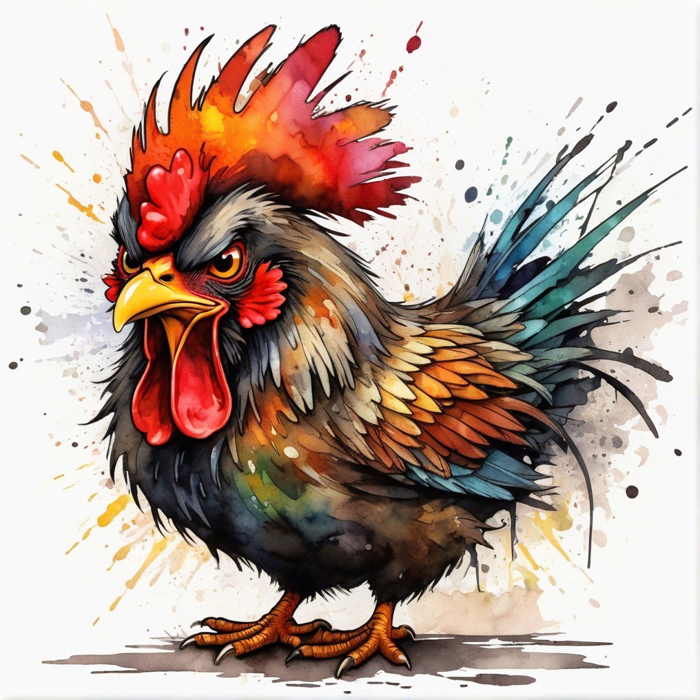 Vibrant Rooster with Colorful Feathers and Details