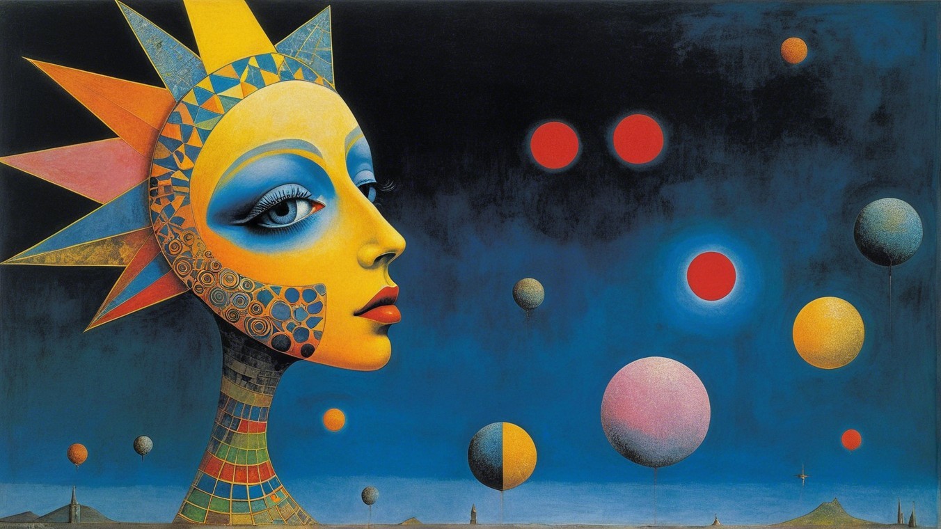 Surreal Profile of Woman with Cosmic Elements