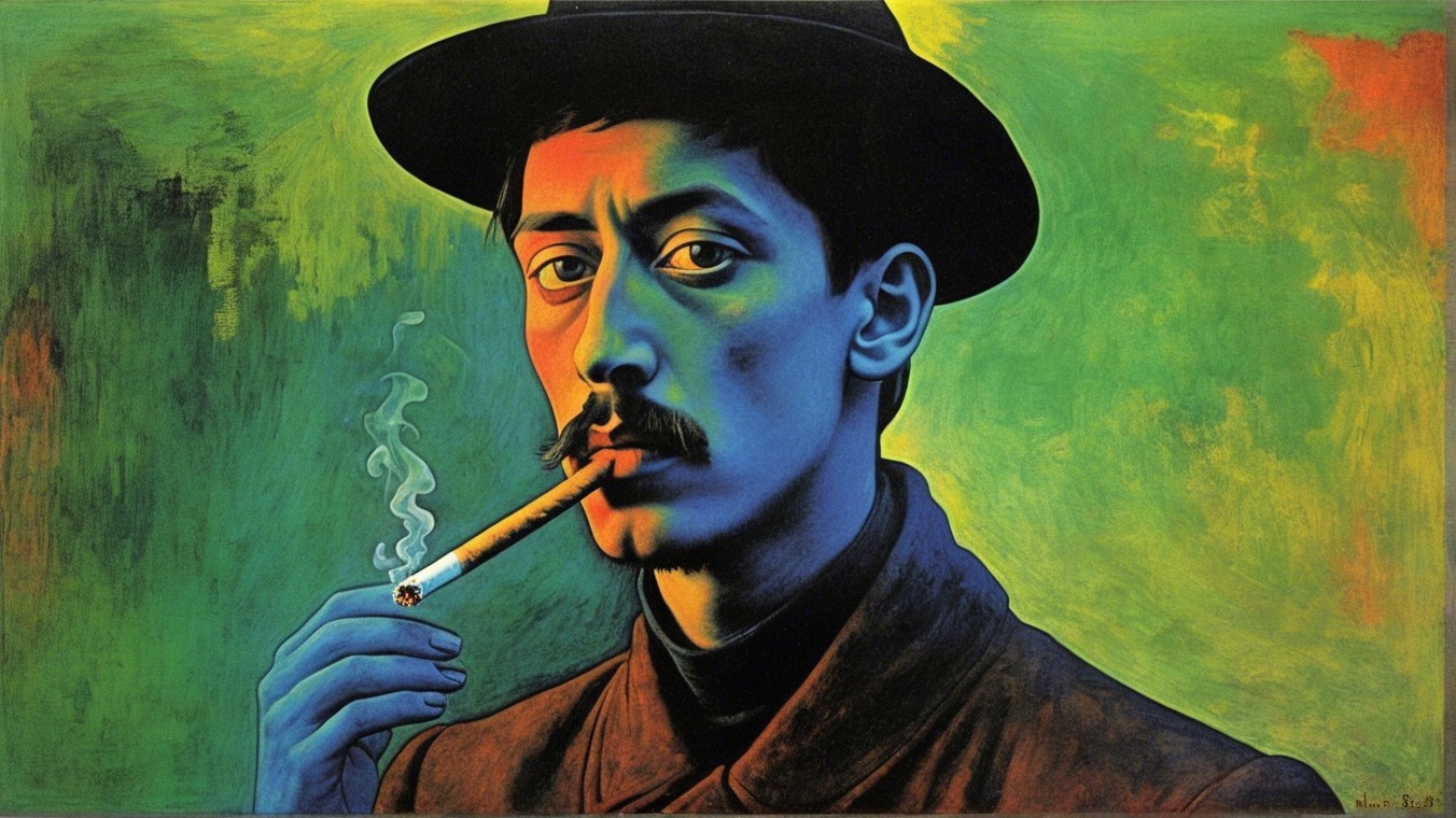 Portrait of a Man with Mustache and Dark Attire