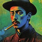 Portrait of a Man with Mustache and Dark Attire