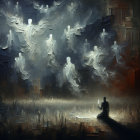Solitary Figure in Dark Setting with Candlelight
