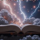 Ornate Book on Lunar Surface with Cosmic Background