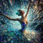 Ballet Dancer in Ethereal Scene with Crystal Shards