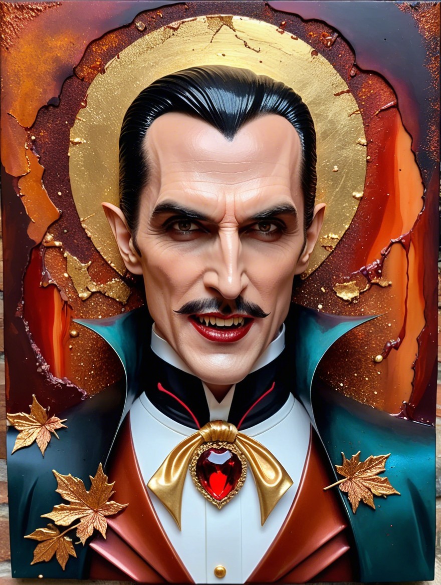 Portrait of a charismatic vampire in a dark cloak