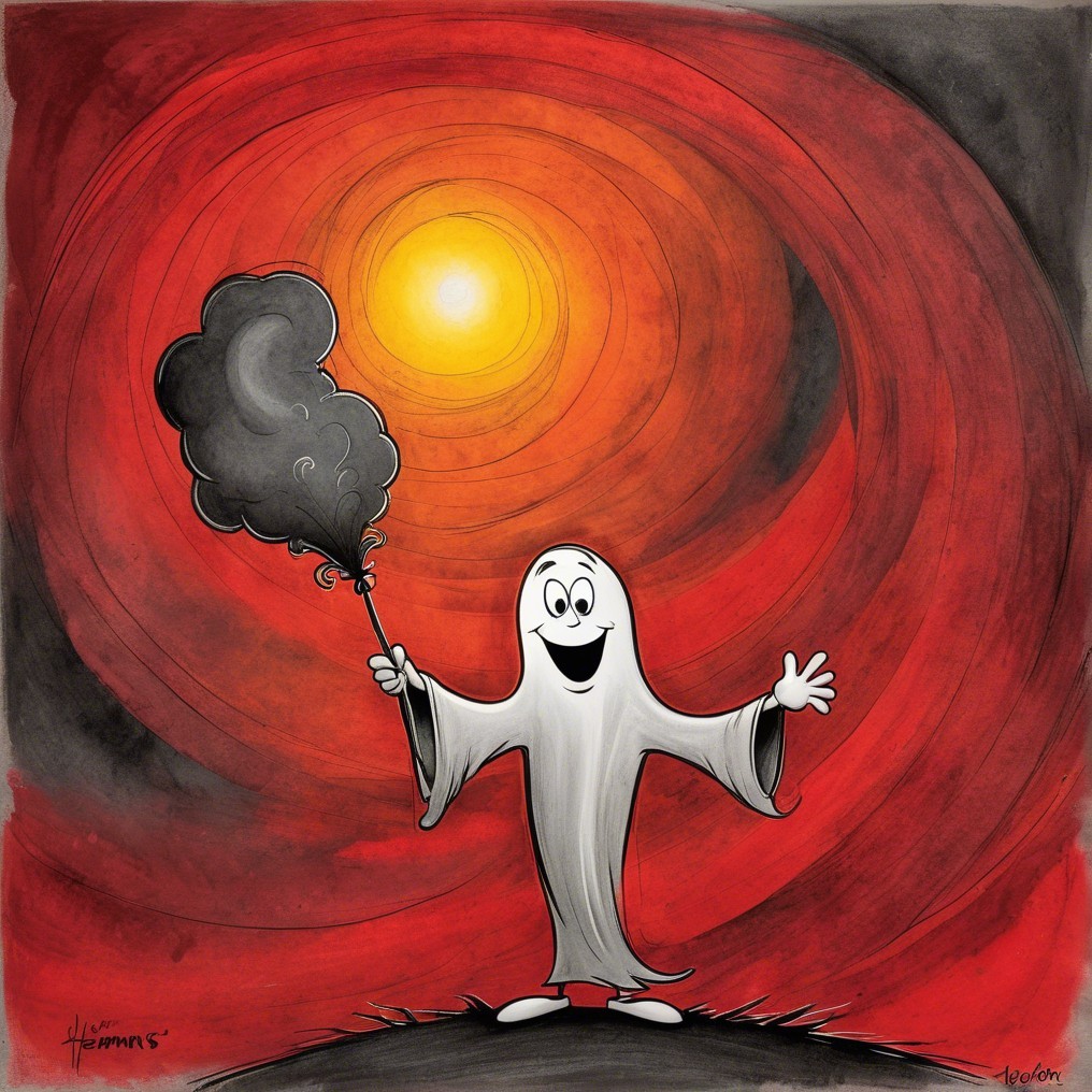 Cheerful Cartoon Ghost with Colorful Background