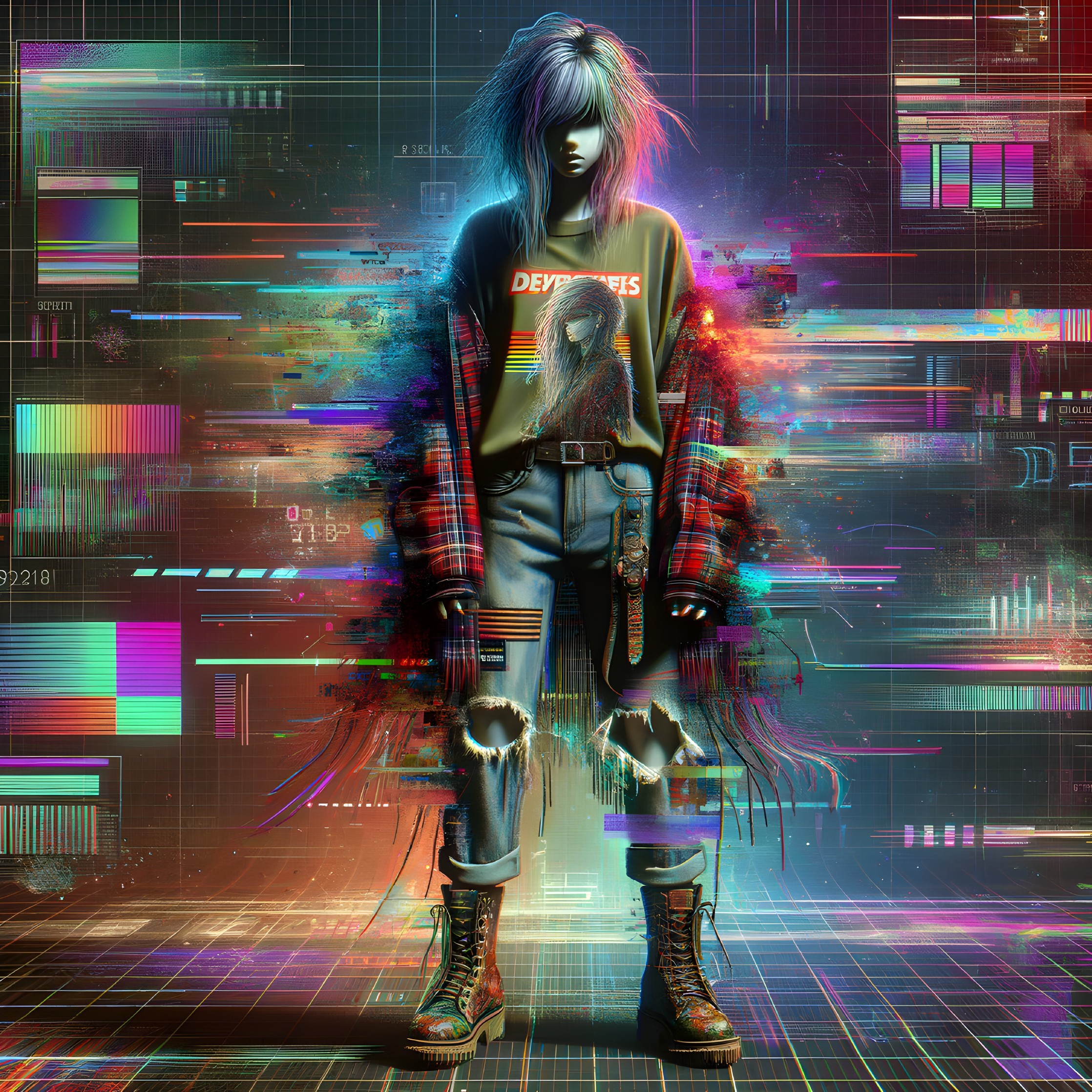 Vibrant Digital Artwork of Stylized Female Figure