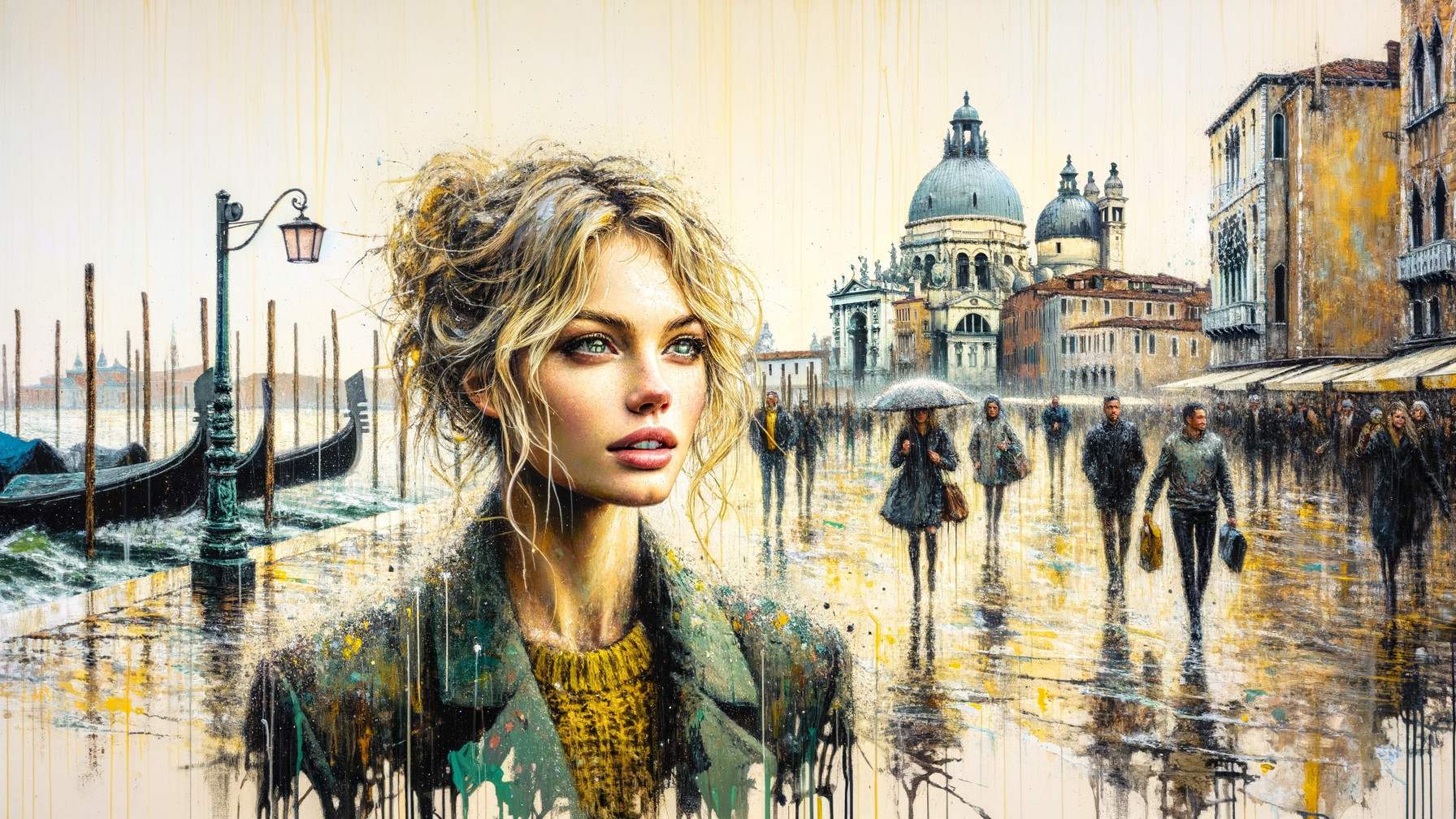 Portrait of a Young Woman in a Venetian Street Scene