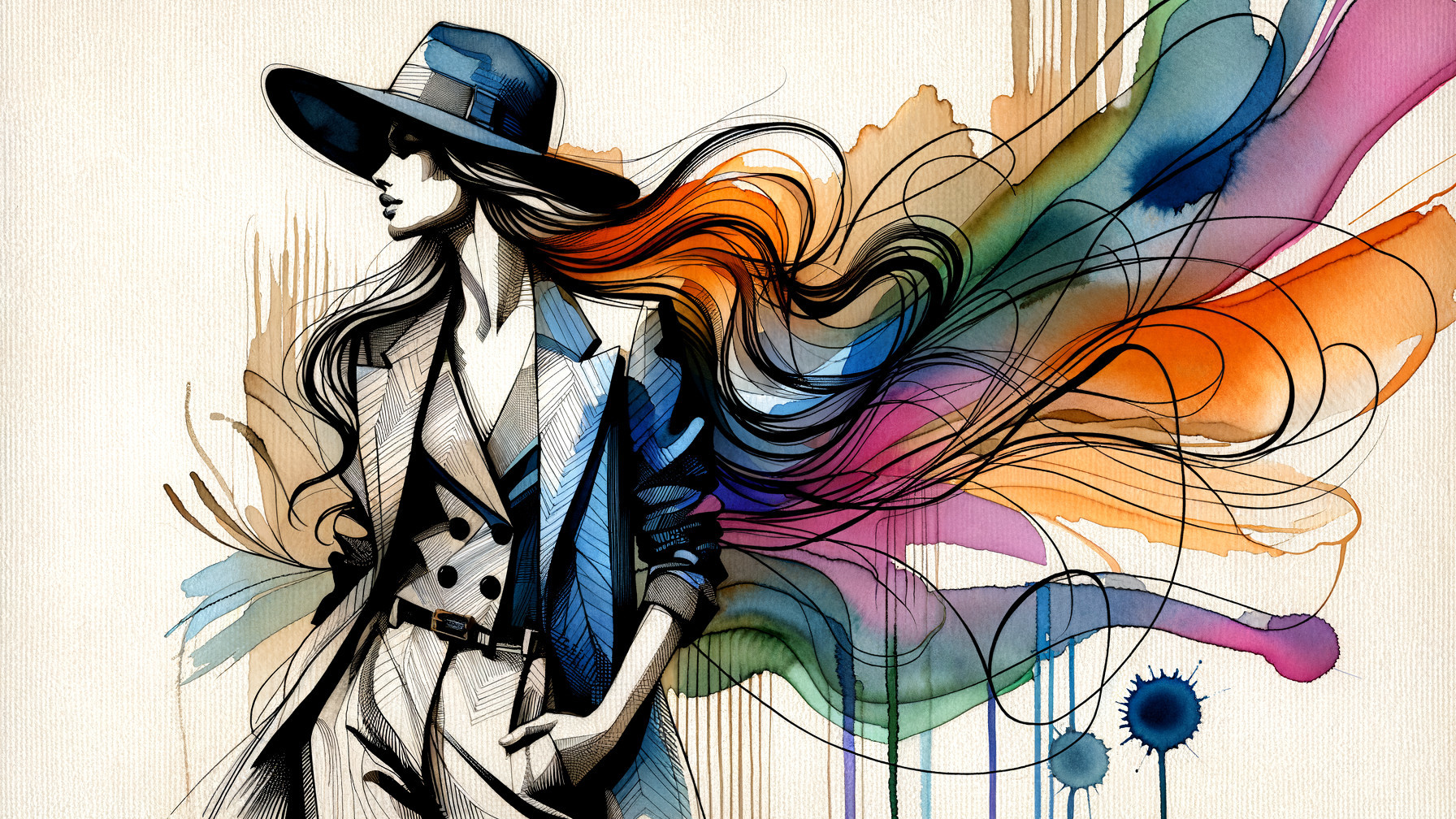 Generative Art Illustration of a Powerful Woman