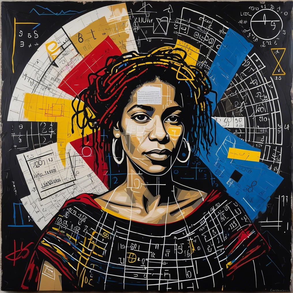 Portrait of a Woman with Natural Hair and Geometric Patterns