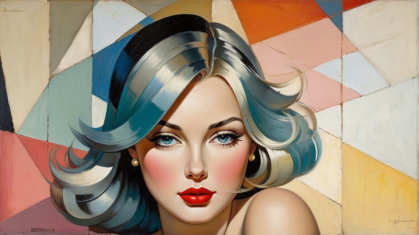 Stylized portrait of a woman with vibrant features