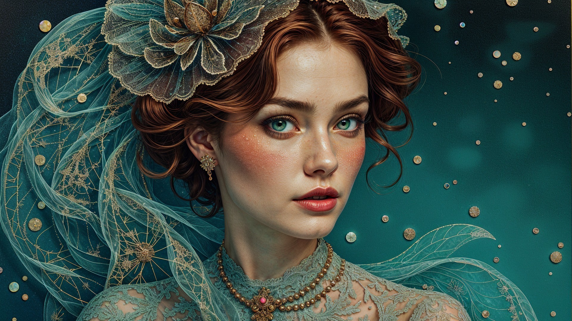 Close-Up Portrait of a Woman in Lace Garment