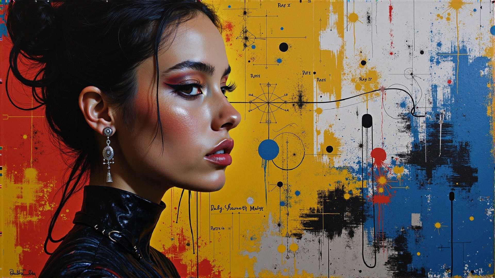 Elegant Profile of a Woman with Abstract Background