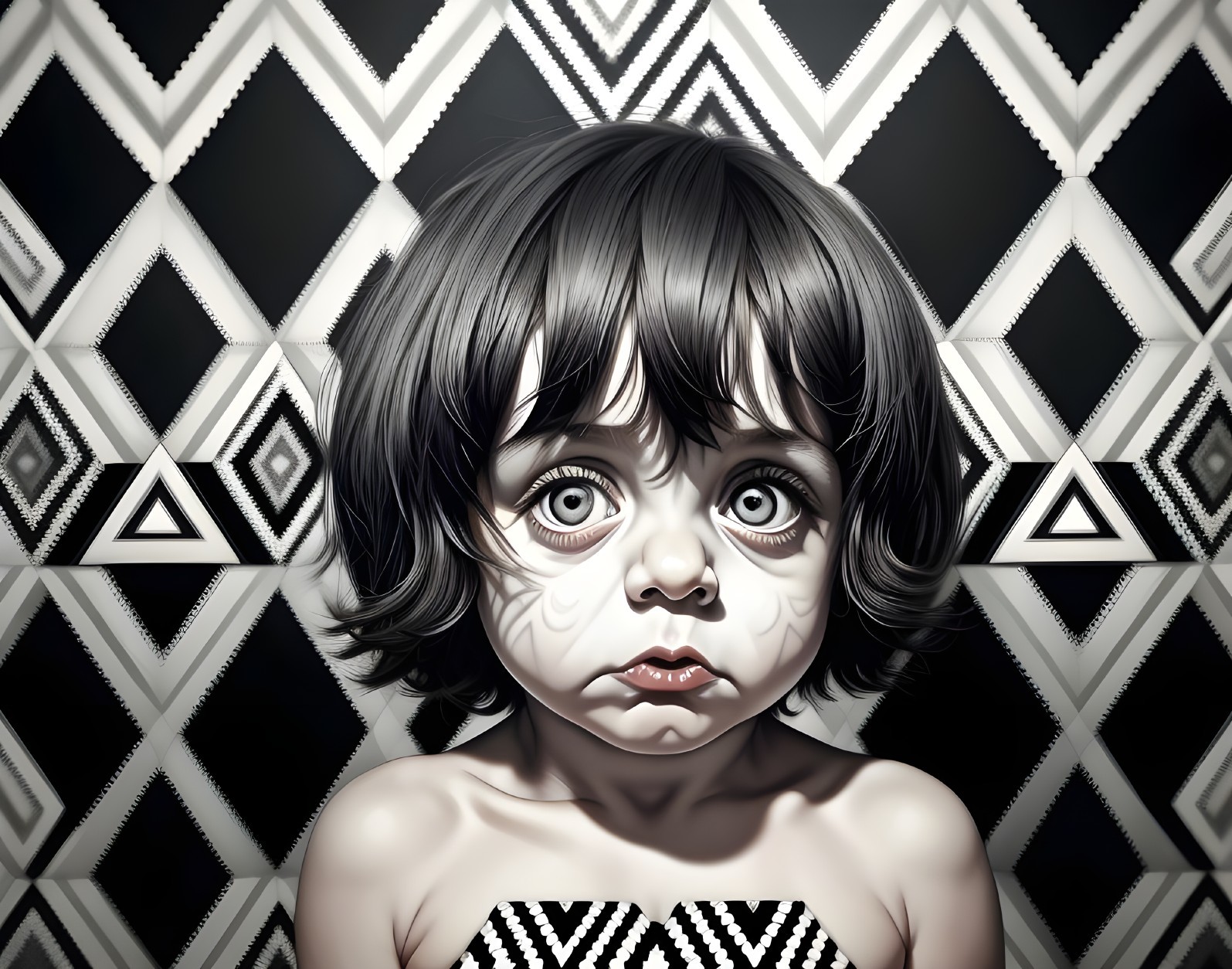 Surreal Portrait of a Child with Expressive Features