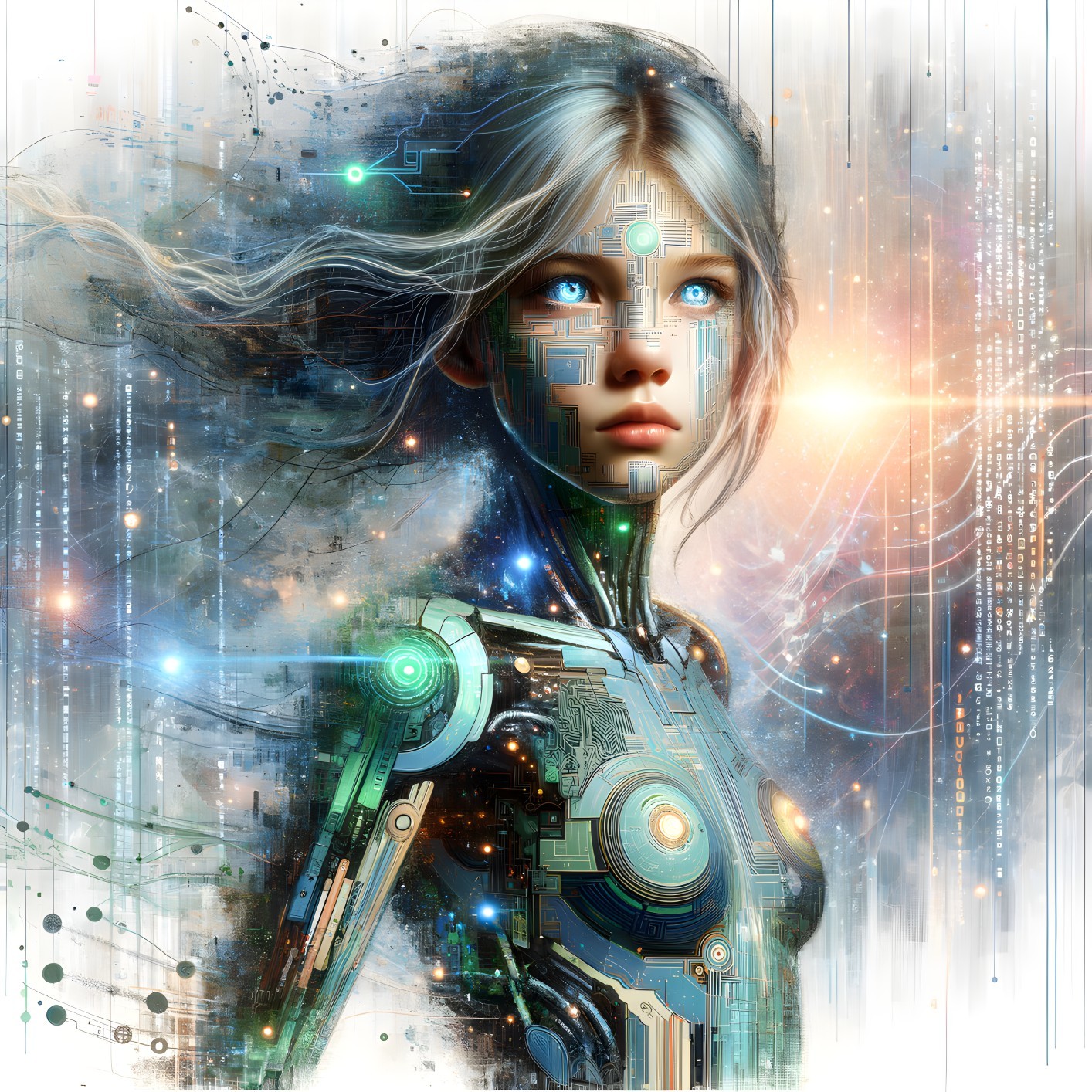 Futuristic Portrait of a Young Female Android