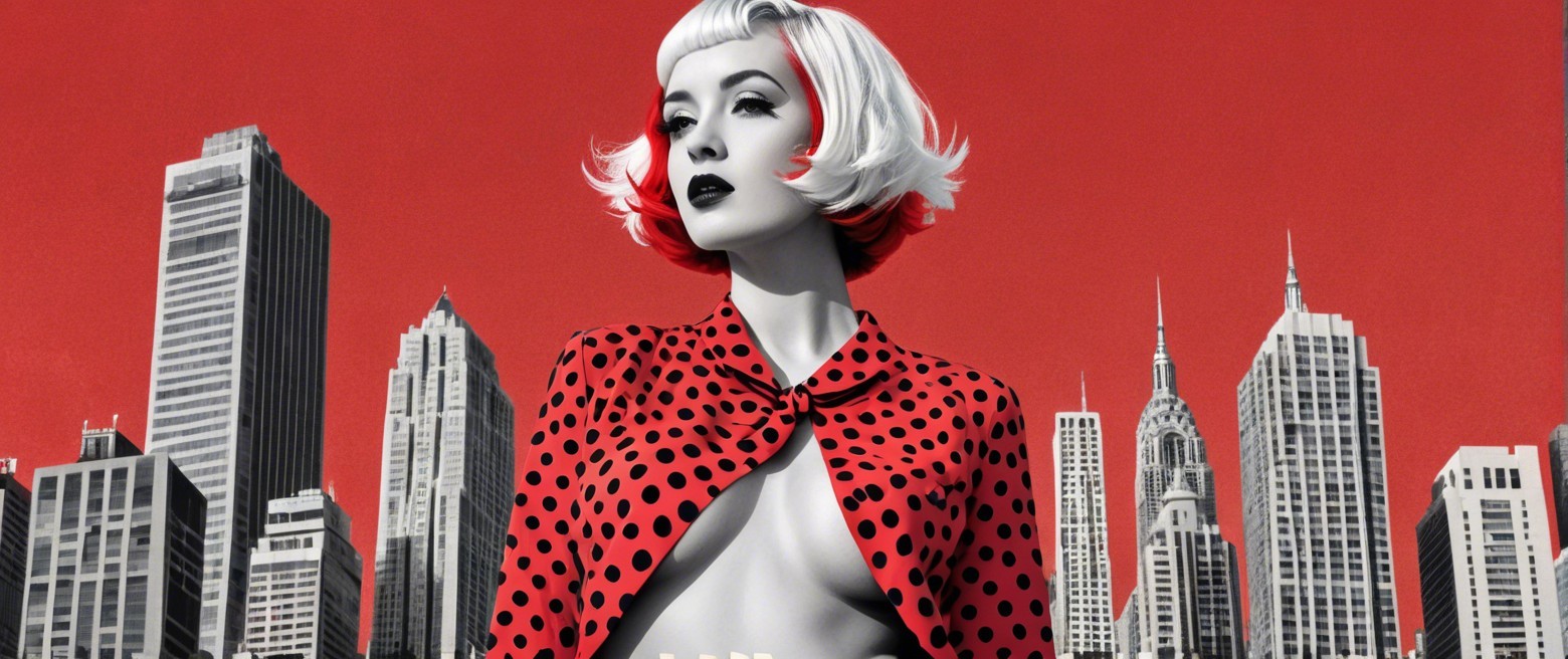 Black-and-white image of woman in polka dot jacket