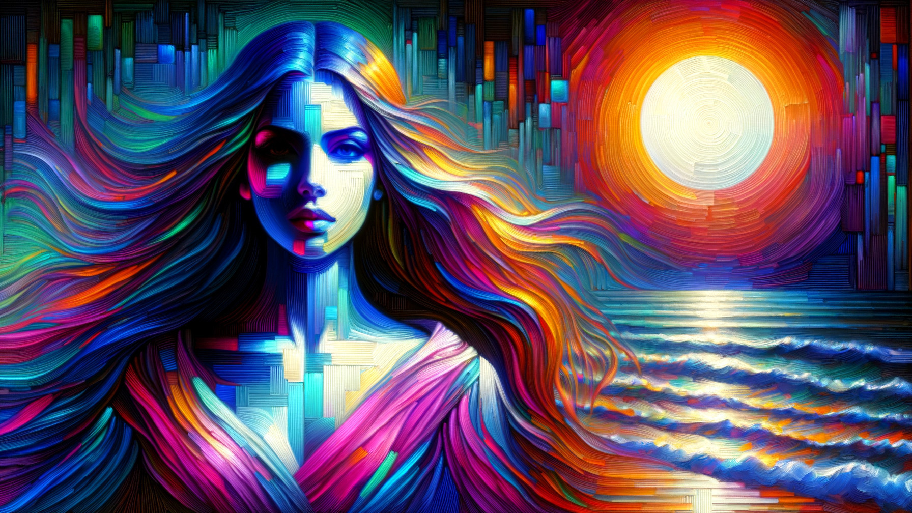 Surreal Portrait of a Woman with Vibrant Colors