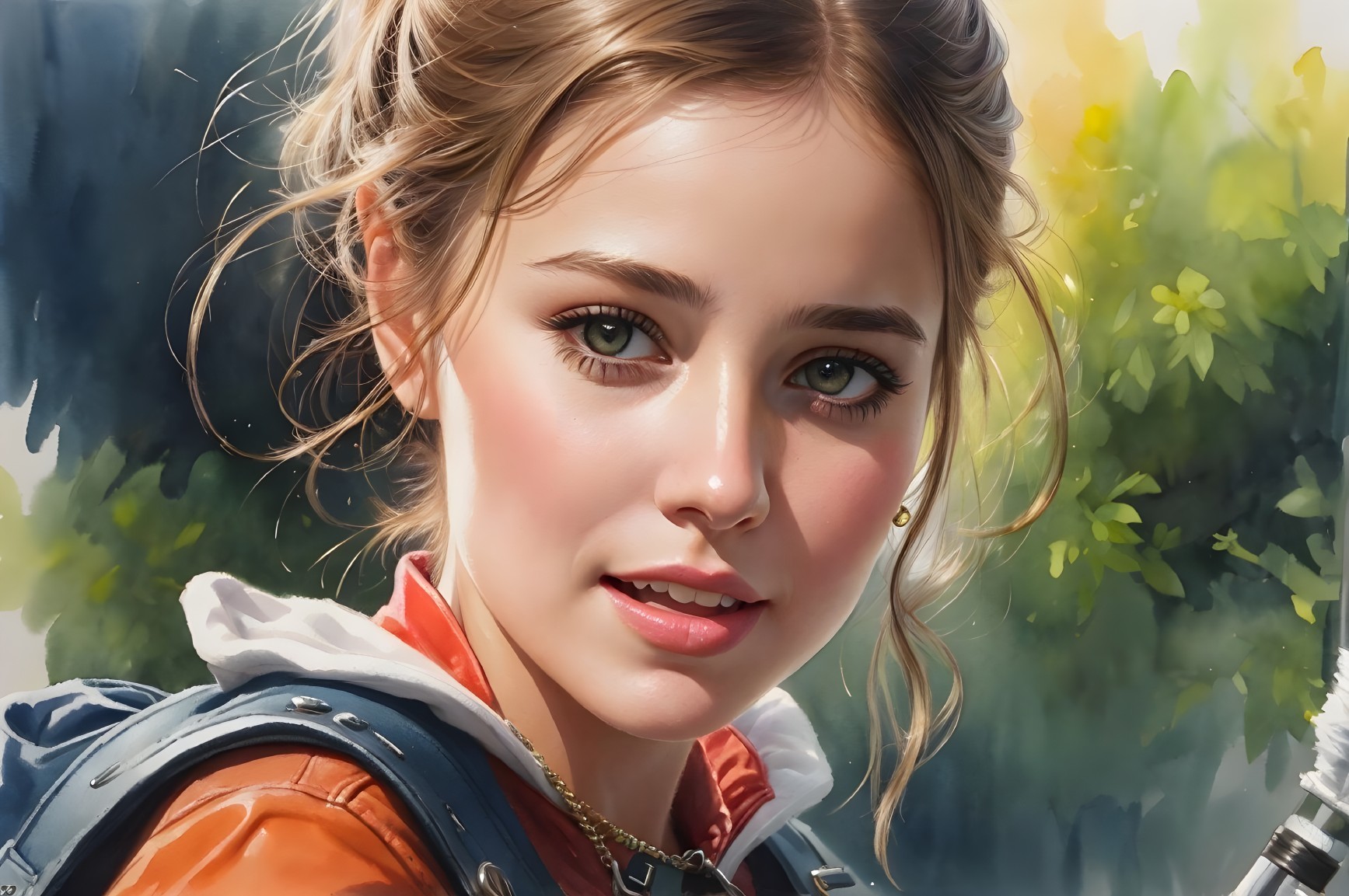 Portrait of a Young Woman with Green Eyes and Jacket