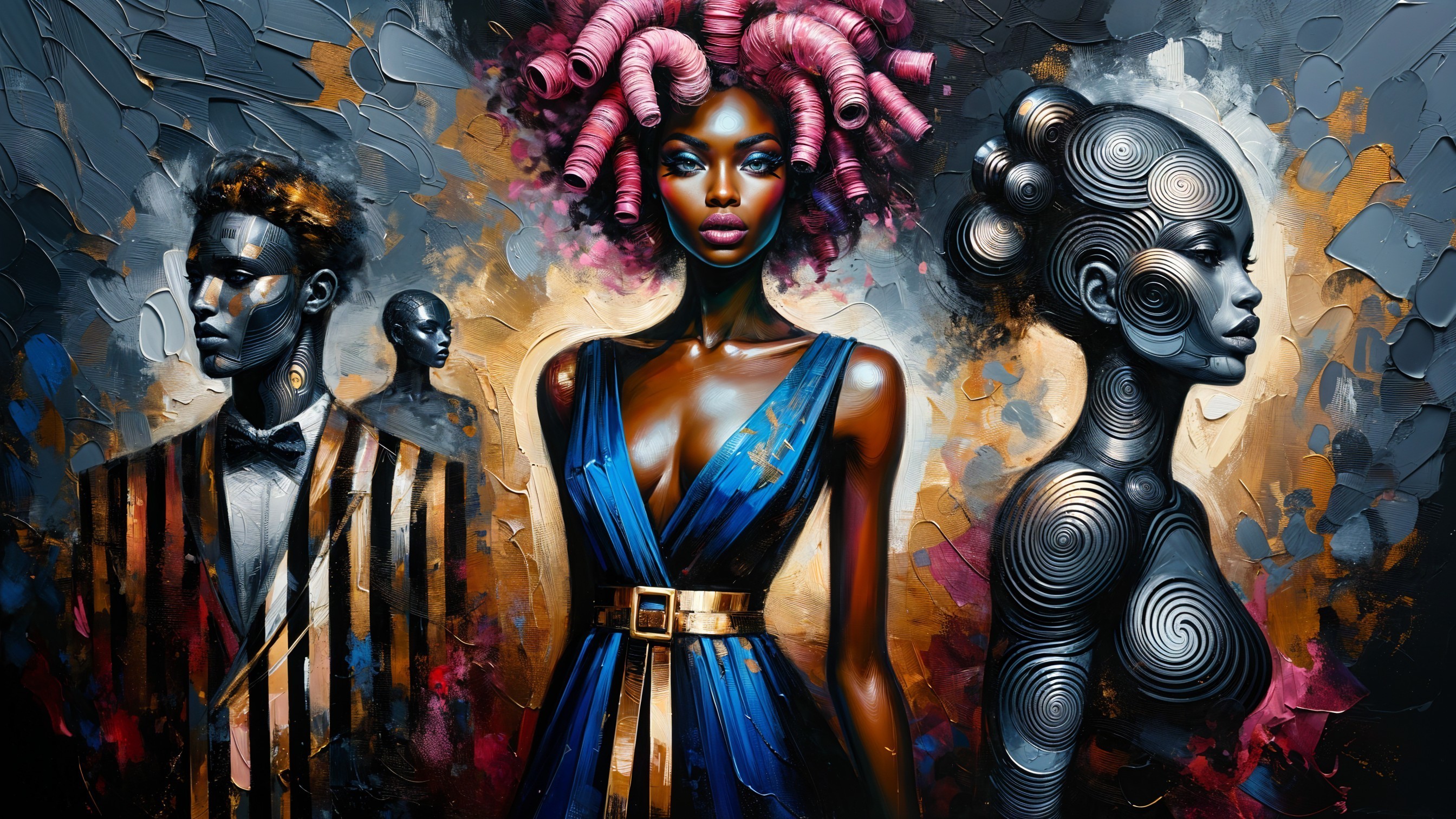 Stylized Figures with Intricate Details and Textures