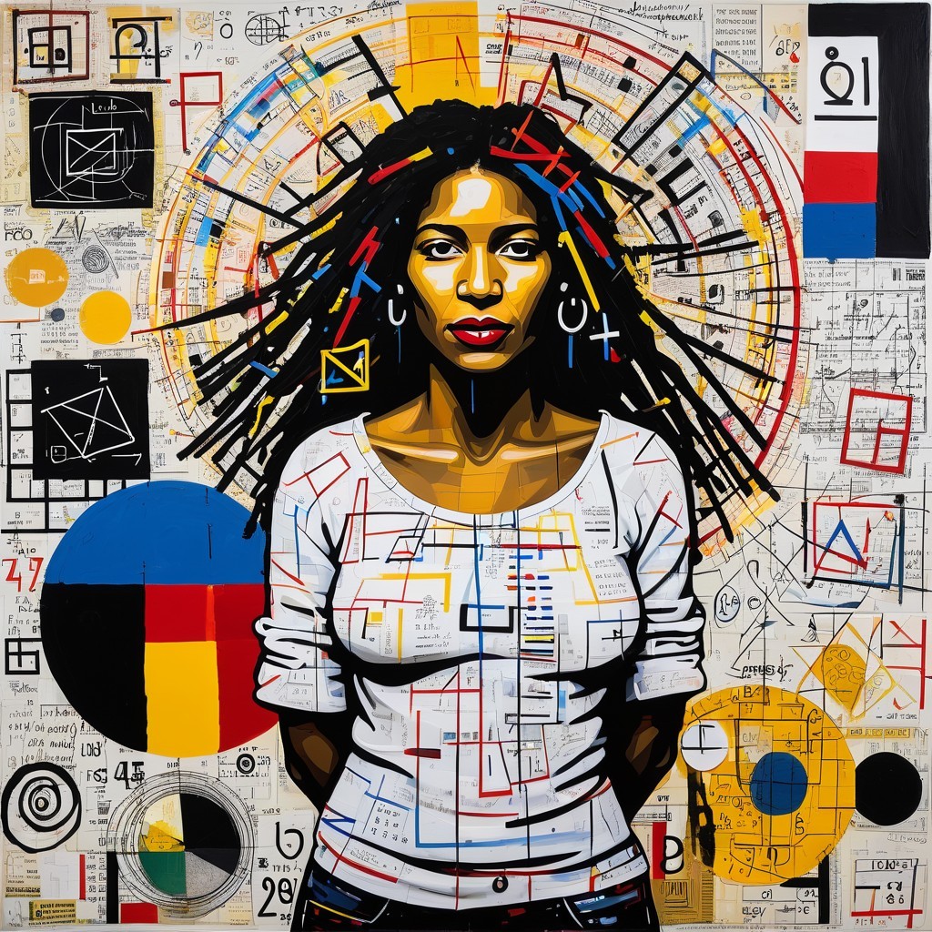 Portrait of a Woman with Textured Hair and Abstract Background