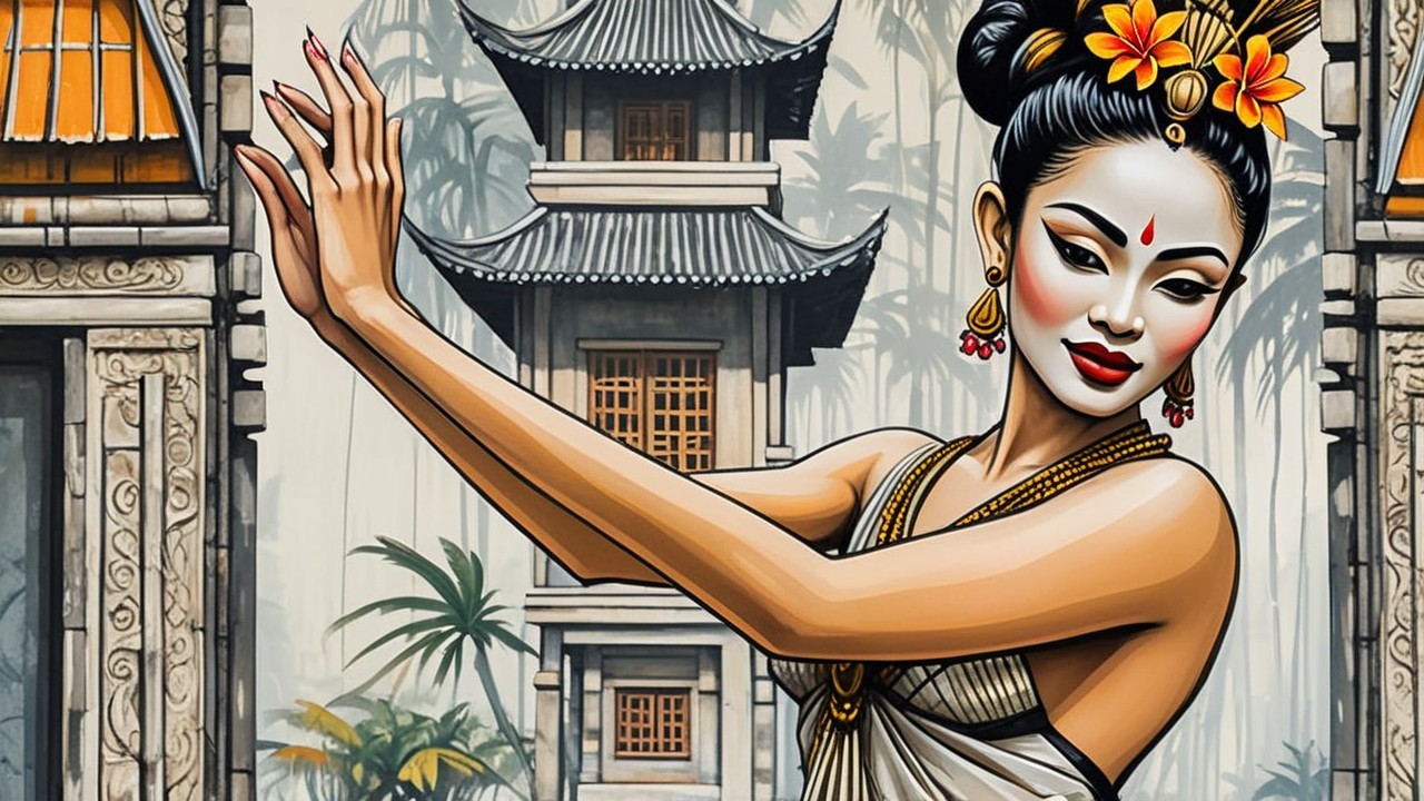 Traditional Dancer in Ornate Architecture Setting