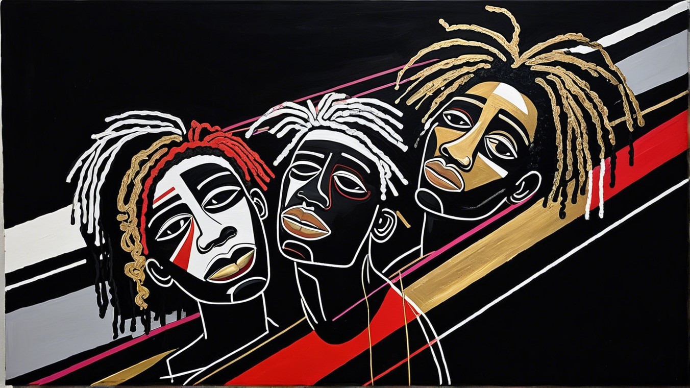 Three Stylized Figures with Unique Expressions and Colors