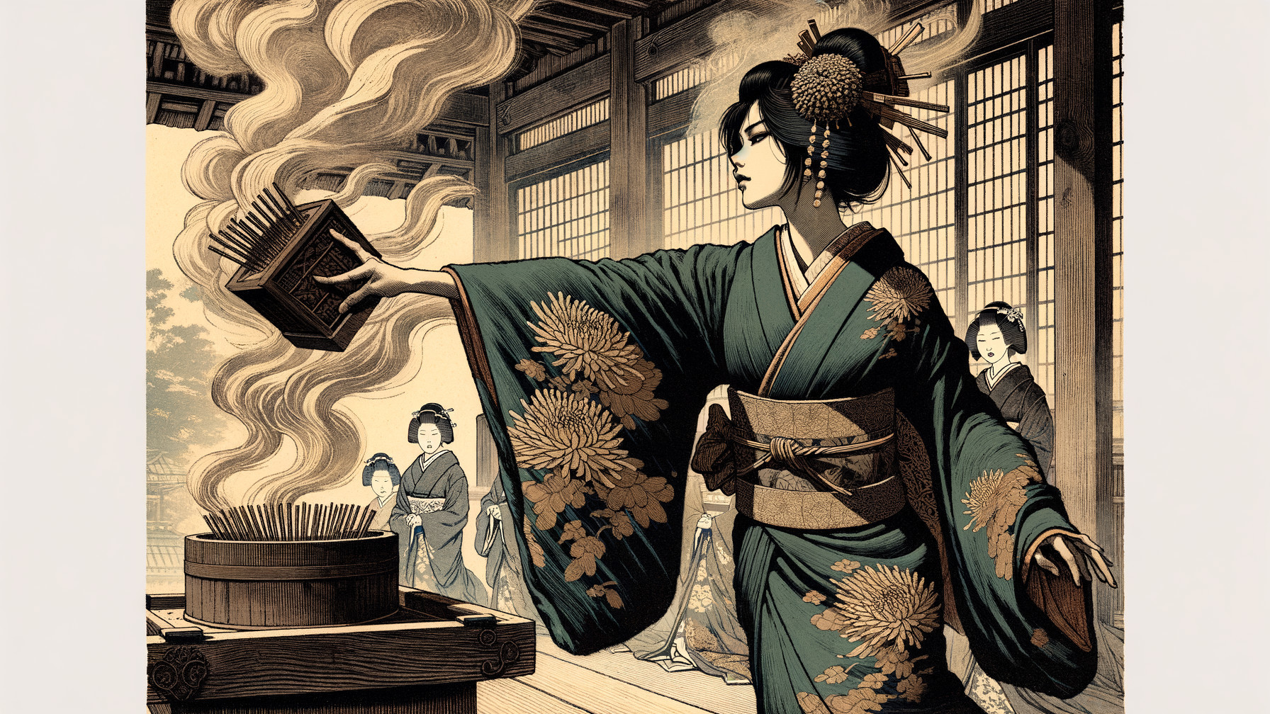 Traditional Kimono Ceremony in Elegant Room Setting