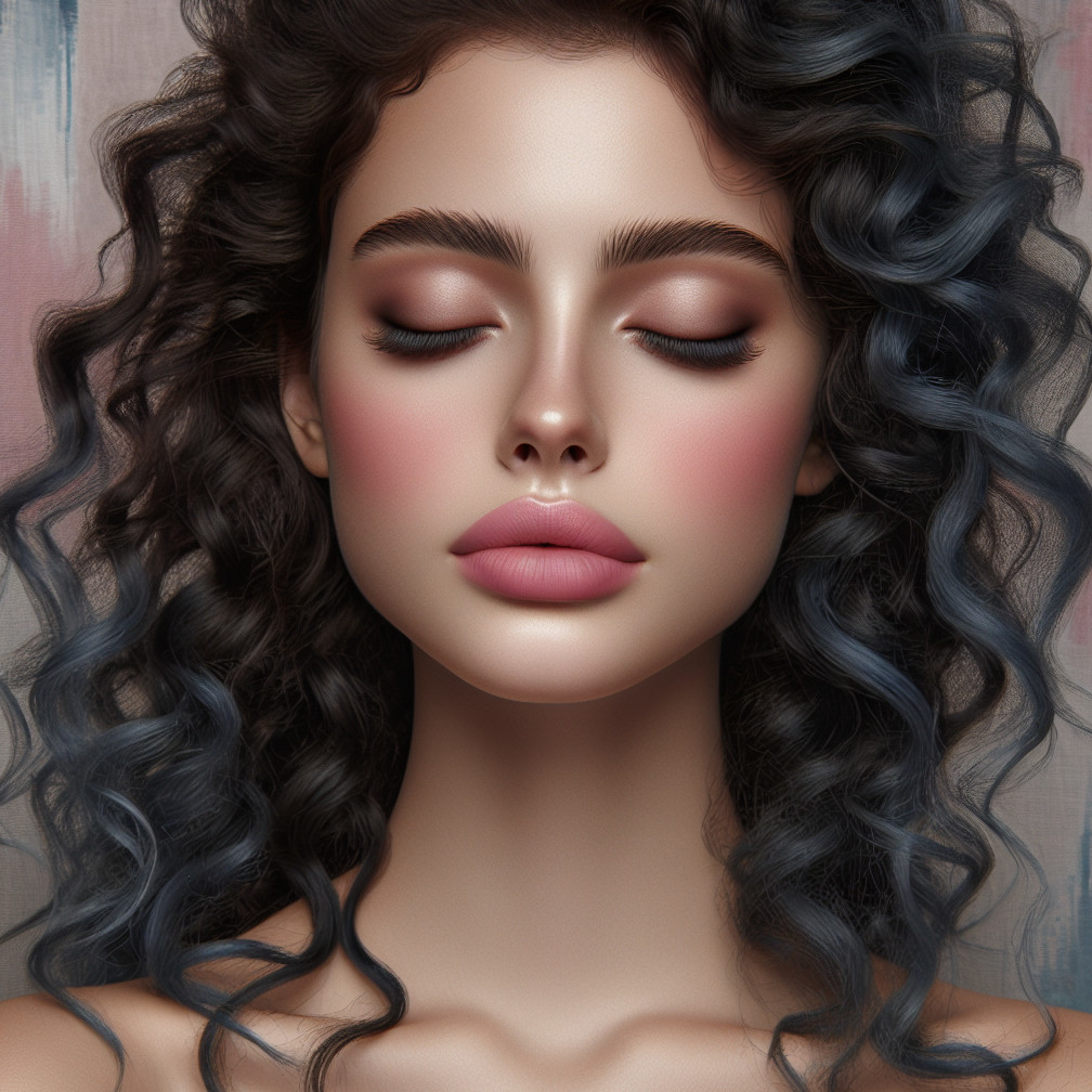 Close-up Portrait of a Young Woman with Curly Hair