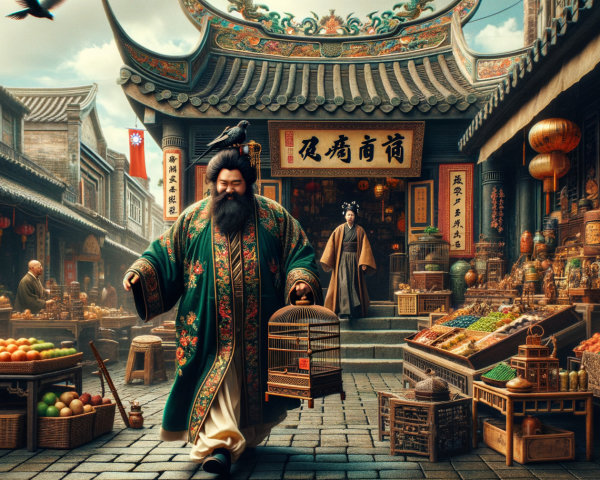 Vibrant market scene with traditional attire and stalls