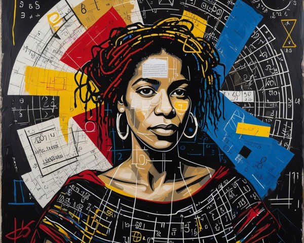 Portrait of a Woman with Natural Hair and Geometric Patterns