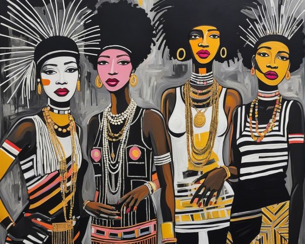 Stylish Women with Bold Makeup and Vibrant Fashion